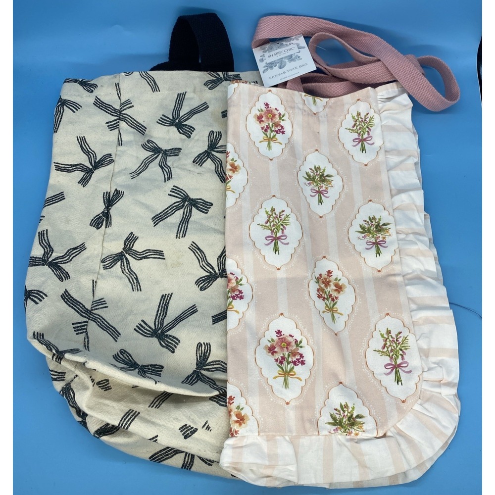 Lot of 2 NWT Lily & Faye Canvas Tote and NWT Shabby Chic Canvas Tote